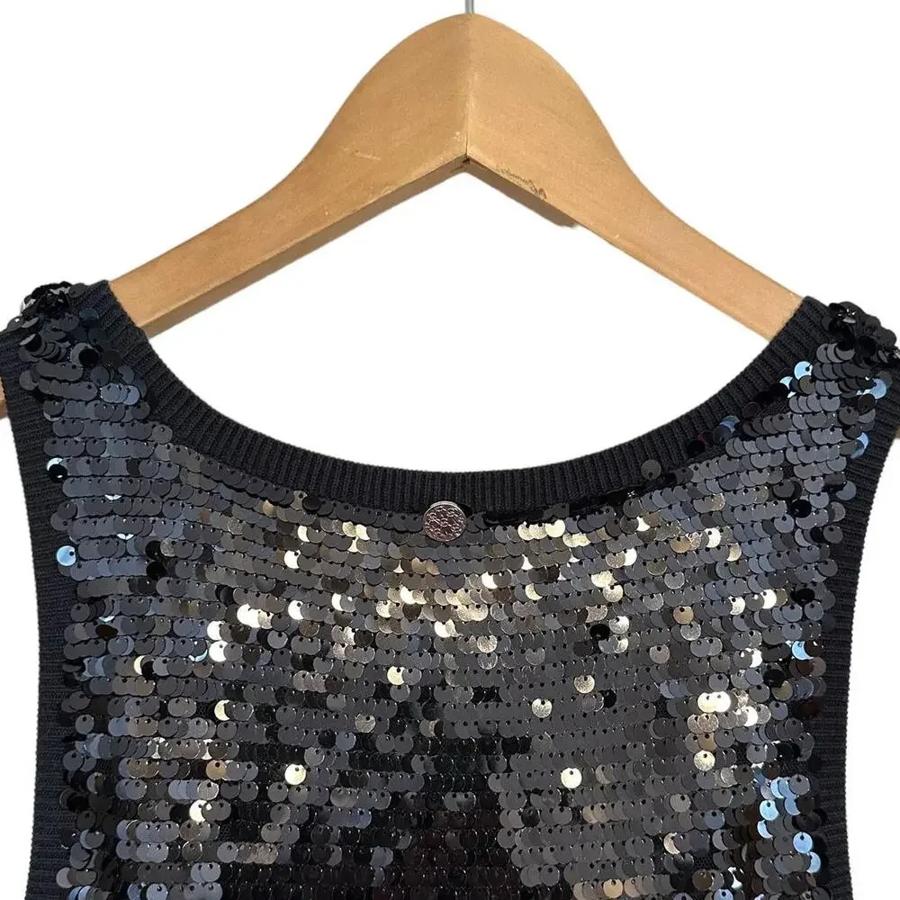 Michael Kors Black Sequin Mid Length Dress Size XS